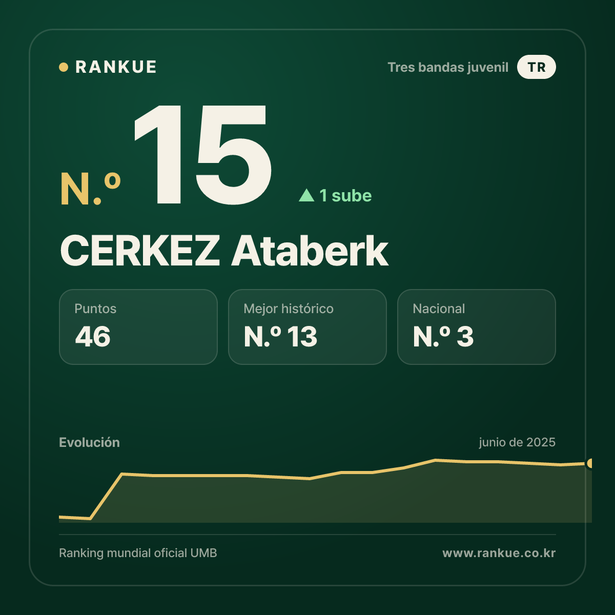 CERKEZ Ataberk — Ranking Mundial de Billar N.º 15