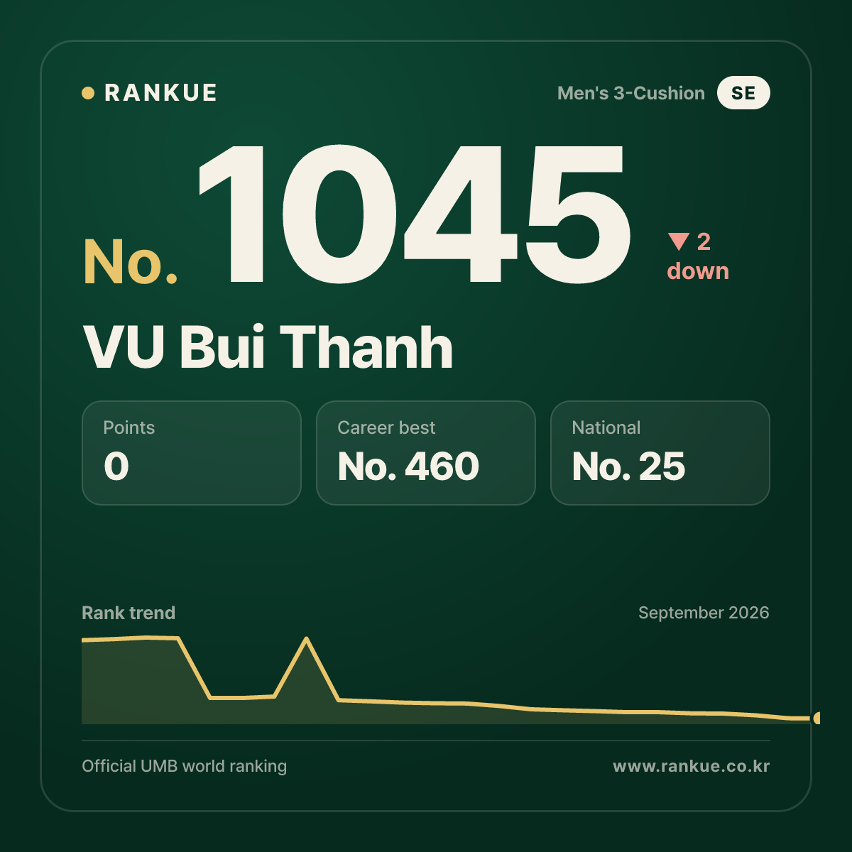 VU Bui Thanh — Billiards World Ranking No.1045