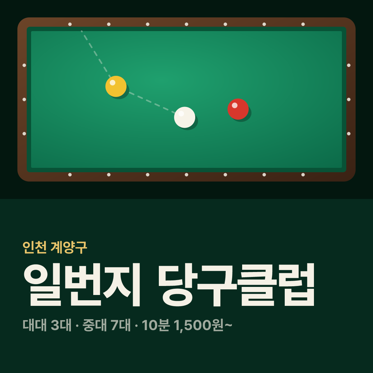 일번지 당구클럽 당구장 카드