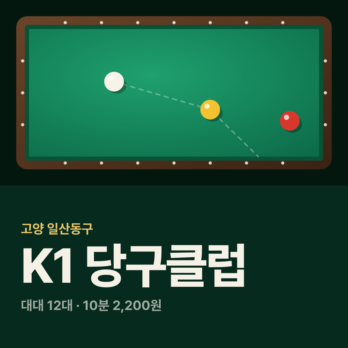 K1 당구클럽 당구장 카드
