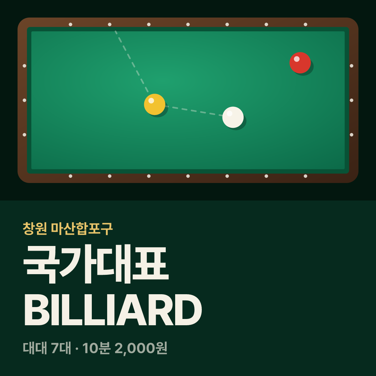 국가대표 BILLIARD 당구장 카드