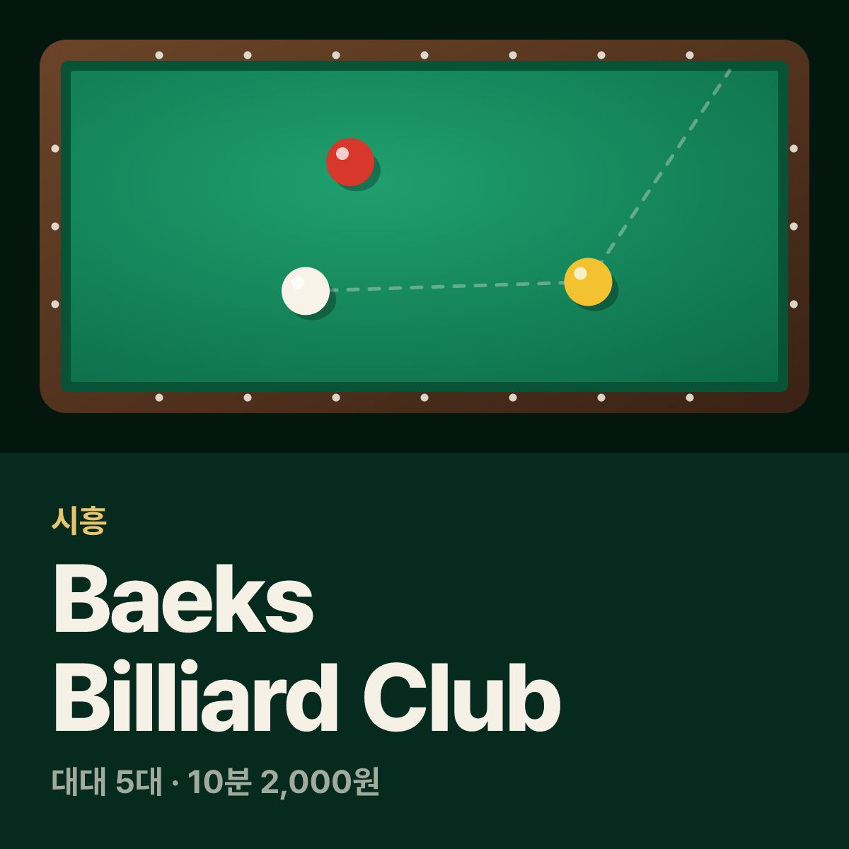 Baeks Billiard Club 당구장 카드