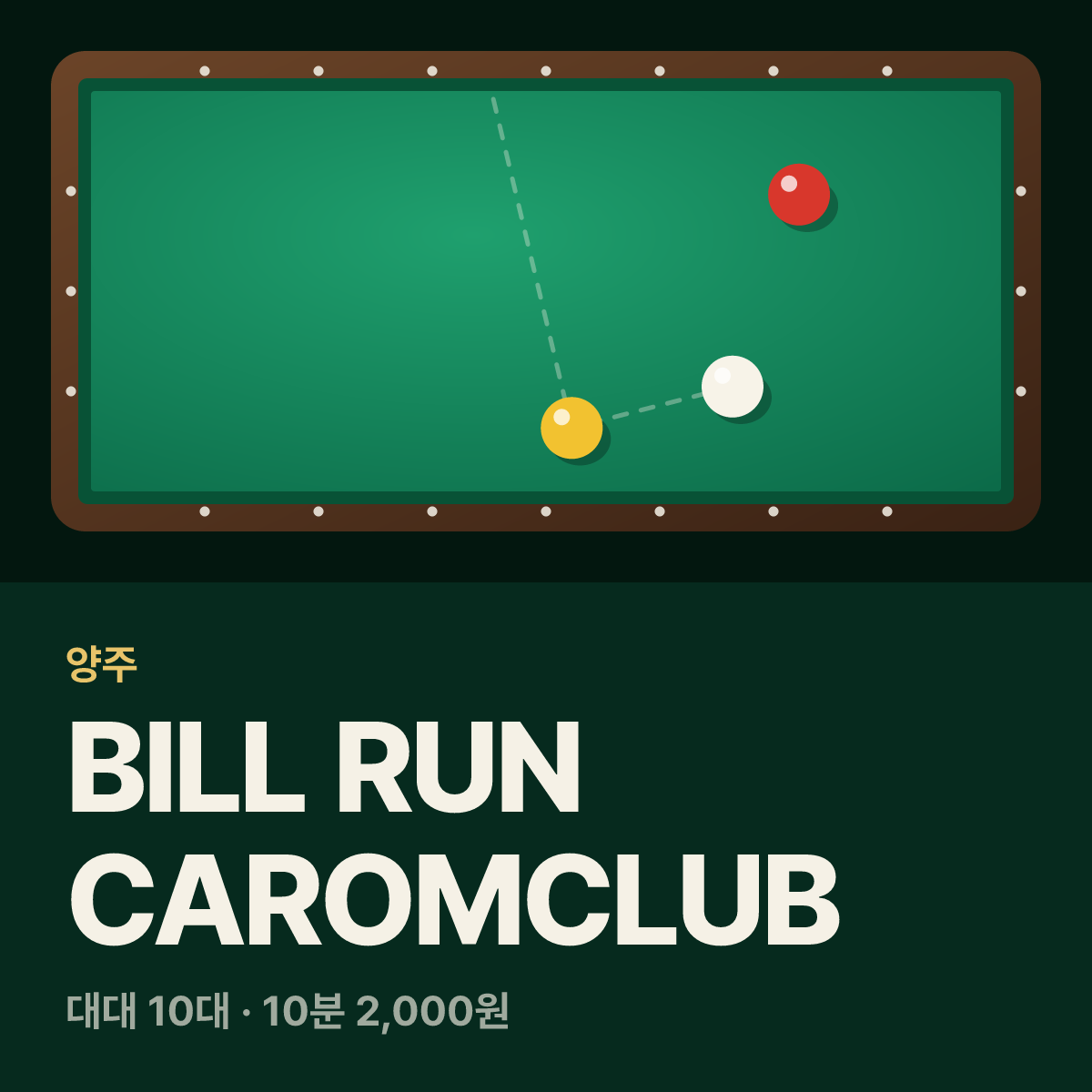 BILL RUN CAROMCLUB 당구장 카드