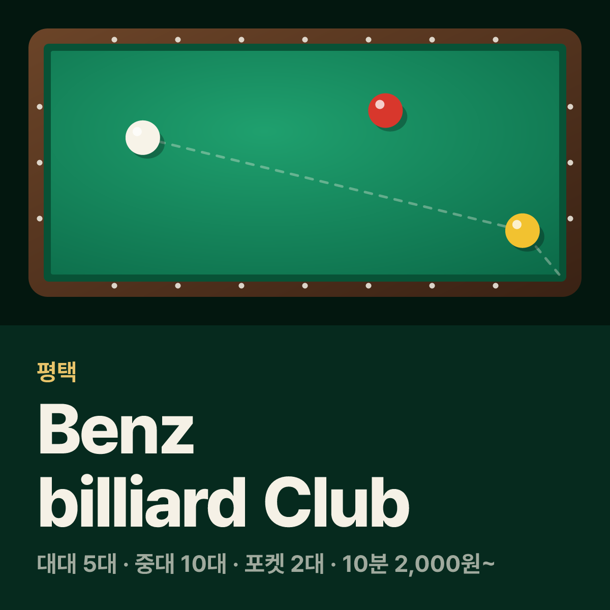 Benz billiard Club 당구장 카드