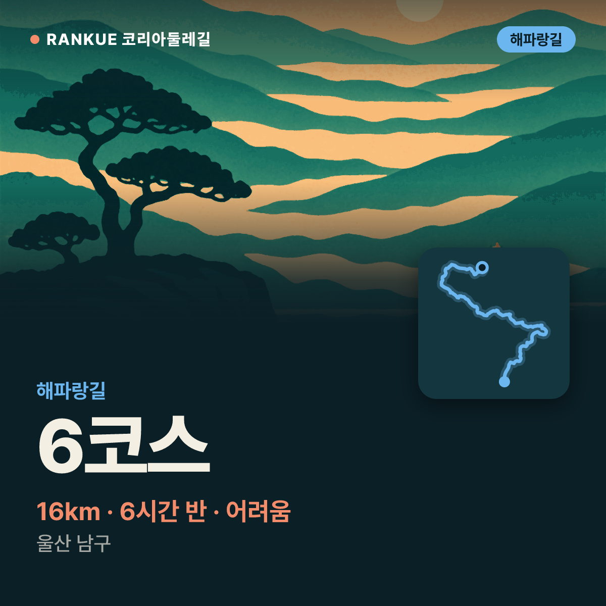 해파랑길 6코스 — 16km · 6시간 30분 · 어려움 · 울산 남구