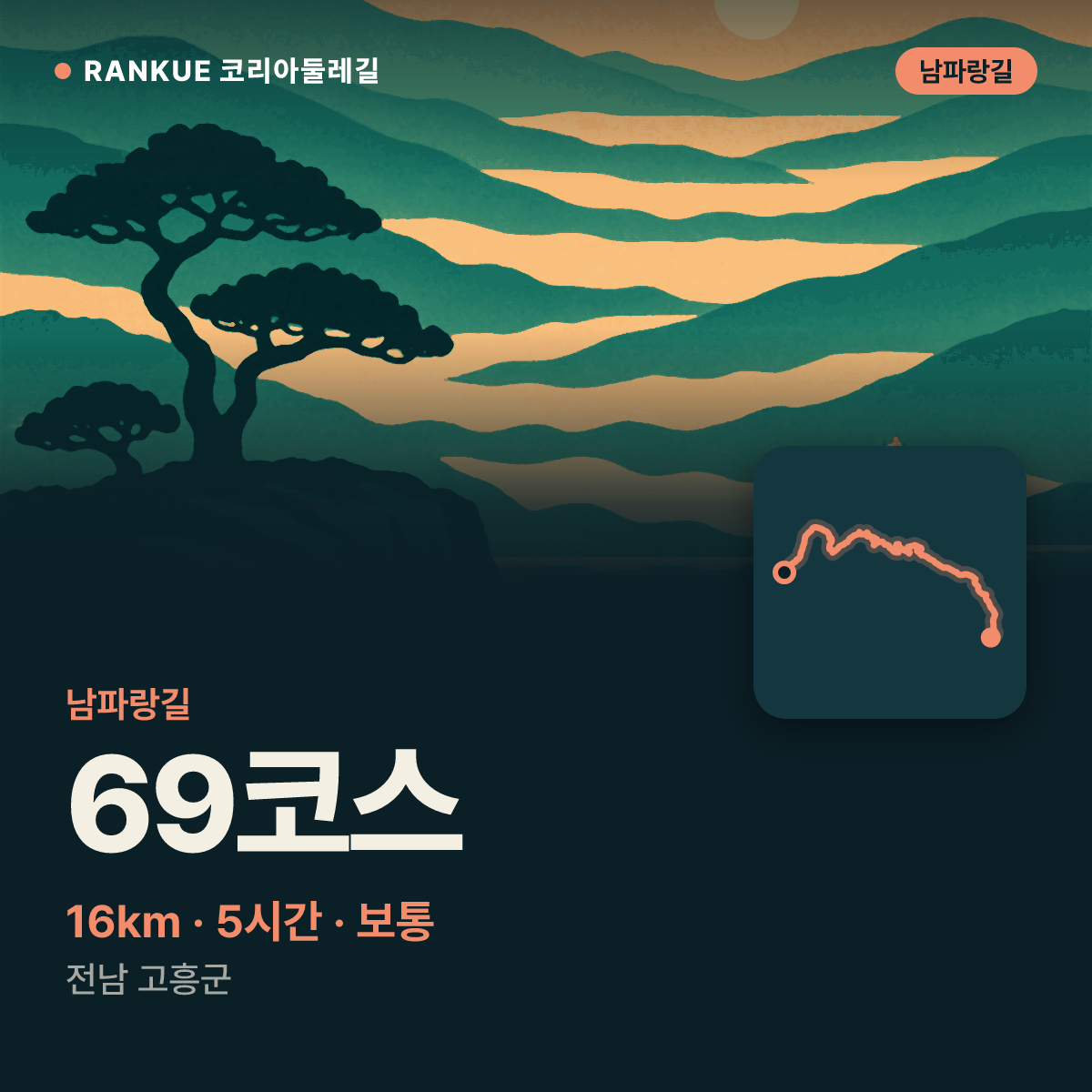 남파랑길 69코스 — 16km · 5시간 · 보통 · 전남 고흥군