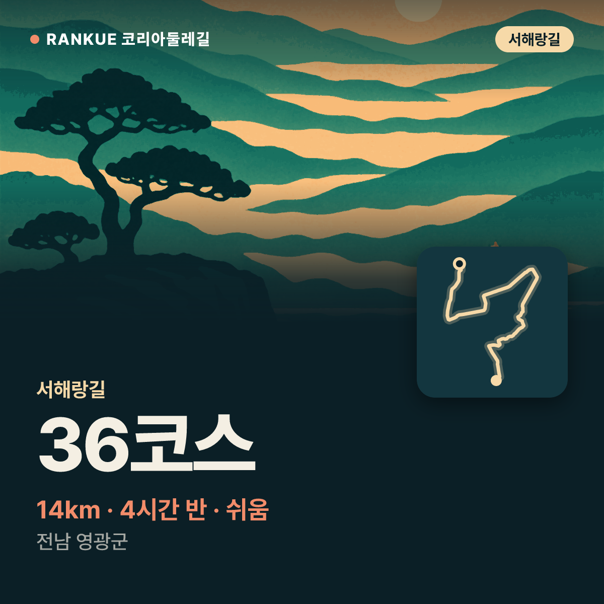 서해랑길 36코스 — 14km · 4시간 30분 · 쉬움 · 전남 영광군